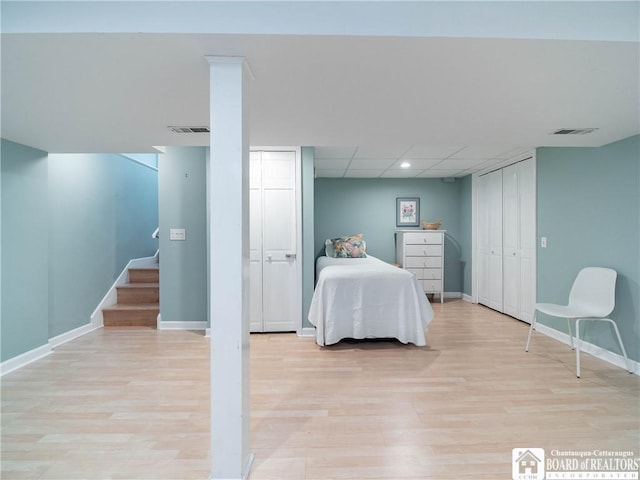 29 Elm Ln Unit 24, Chautauqua, NY 14722 - bedroom with light wood-style flooring, multiple closets, and recessed lighting