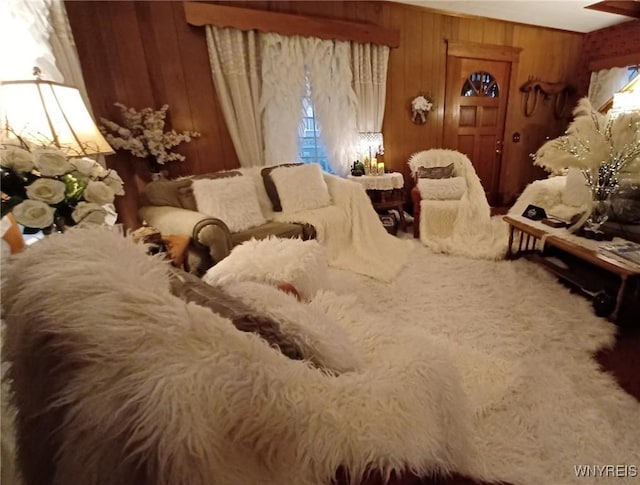 41 N Franklin St, New Albion, NY 14719 - bedroom featuring wood walls