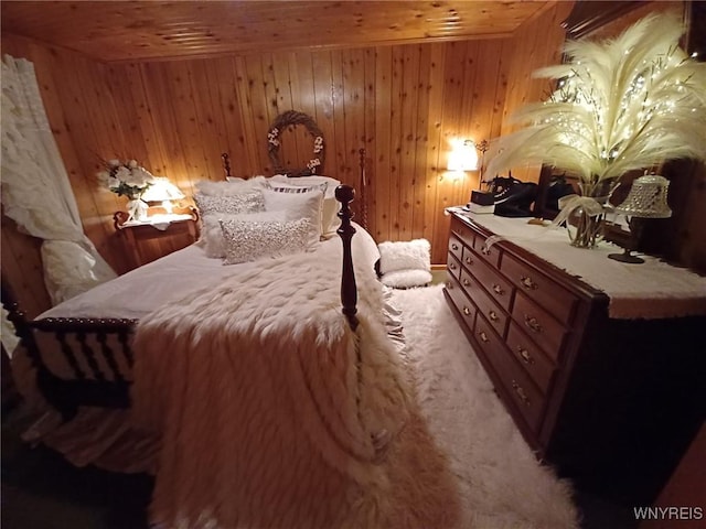 41 N Franklin St, New Albion, NY 14719 - bedroom featuring wooden walls and light carpet