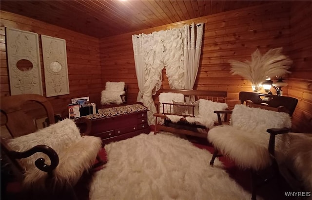 41 N Franklin St, New Albion, NY 14719 - living area with wooden walls and wood ceiling