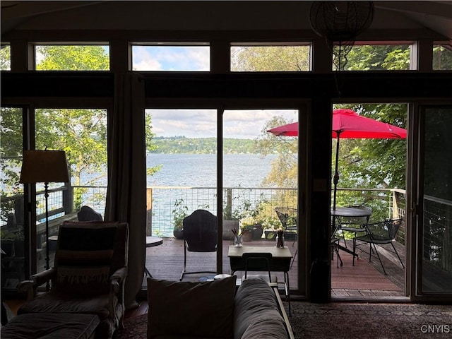 2487 E Lake Rd, Spafford, NY 13152 - living room featuring a water view