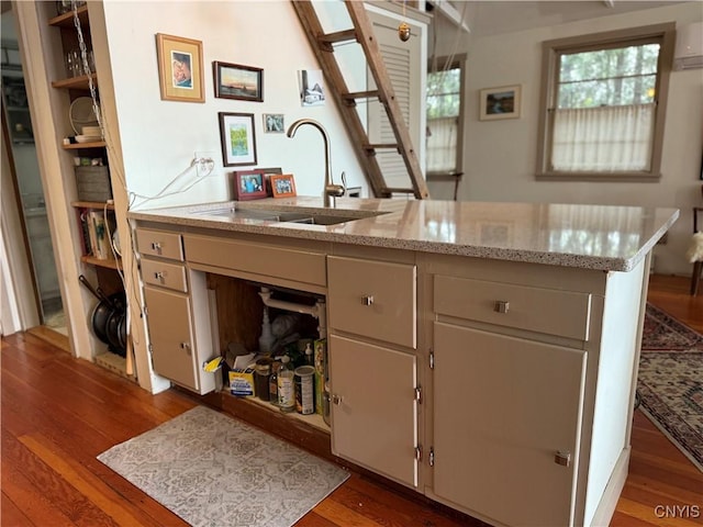 2487 E Lake Rd, Spafford, NY 13152 - kitchen featuring dark wood-style floors and light stone countertops