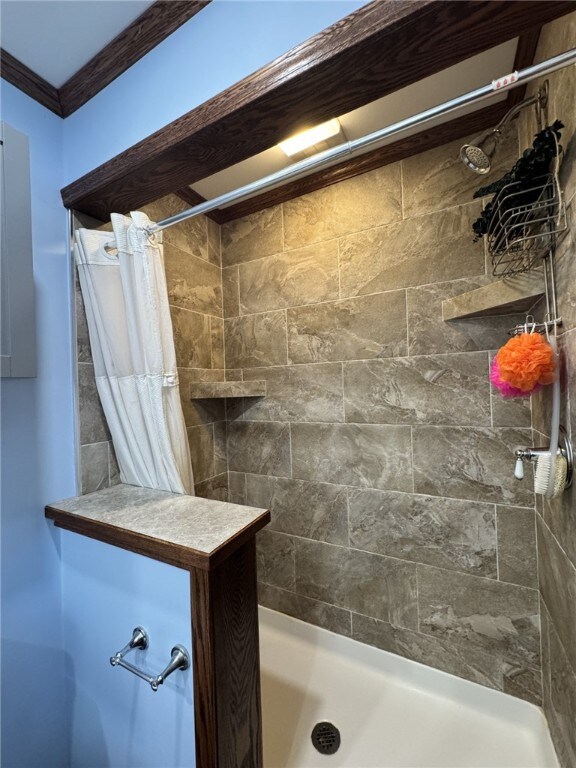 1029 Barden Brk, Ceres, PA 16731 - full bath featuring ornamental molding and a tile shower
