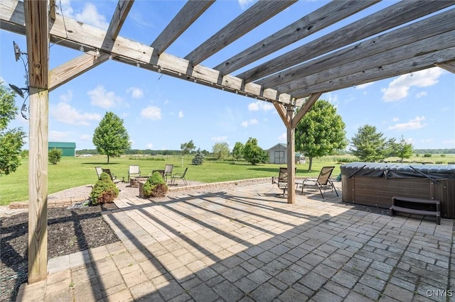 13489 Case Rd, Lyme, NY 13622 - view of patio with a hot tub and a pergola