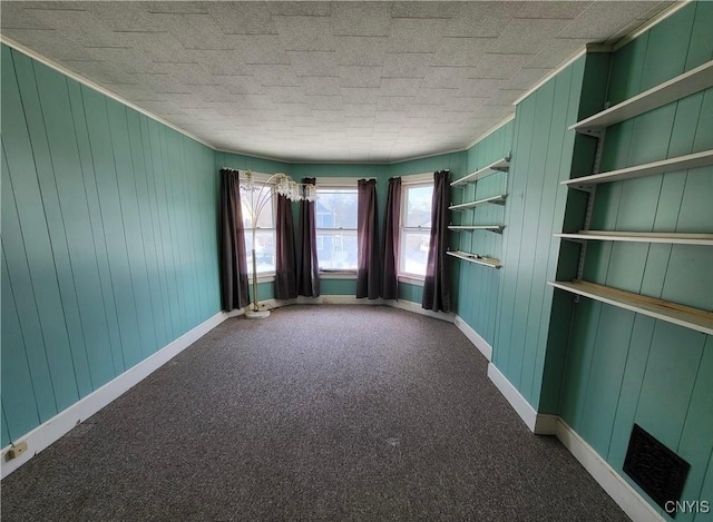 176-178 E Clark St, German Flatts, NY 13357 - carpeted empty room with ornamental molding and wooden walls