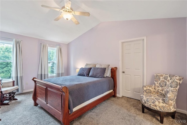 8879 Kilkenny Dr, Lysander, NY 13027 - carpeted bedroom with lofted ceiling and a ceiling fan