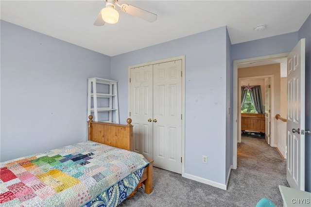 8879 Kilkenny Dr, Lysander, NY 13027 - carpeted bedroom with a closet and a ceiling fan