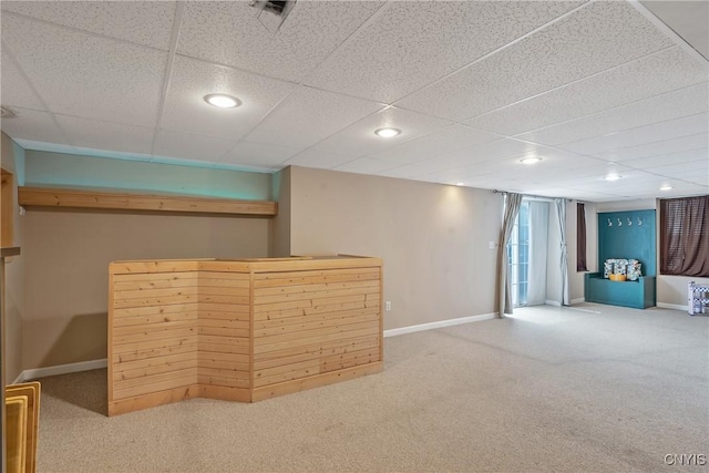 8879 Kilkenny Dr, Lysander, NY 13027 - basement with carpet, recessed lighting, and a drop ceiling