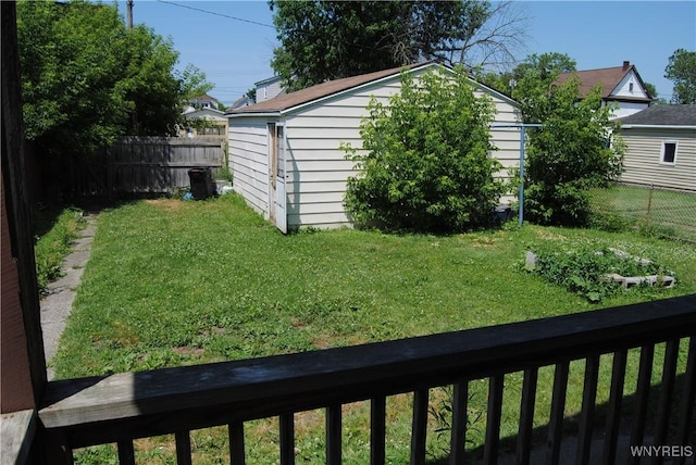 3028 Welch Ave, Niagara Falls, NY 14303 - fenced backyard with an outbuilding