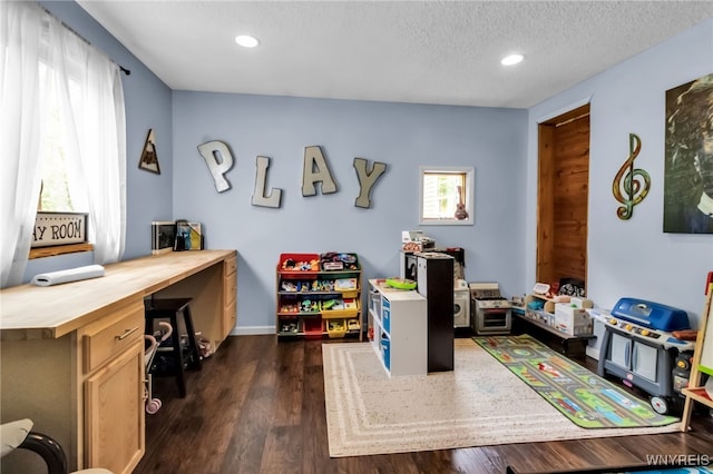 2035 Centerline Rd, Sheldon, NY 14167 - office area with recessed lighting, a textured ceiling, and dark wood-style flooring