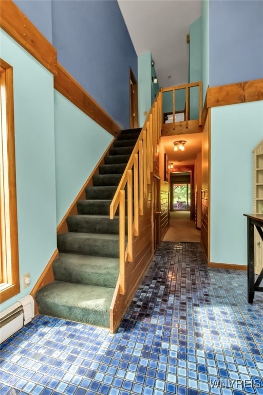 2035 Centerline Rd, Sheldon, NY 14167 - stairway with baseboard heating and baseboards