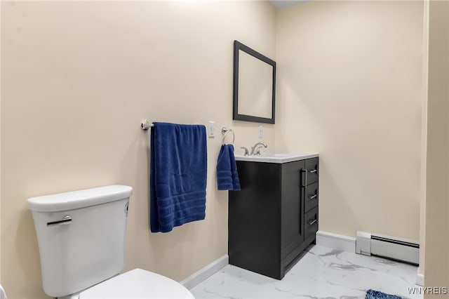 2035 Centerline Rd, Sheldon, NY 14167 - bathroom with a baseboard heating unit, vanity, and marble look tile flooring