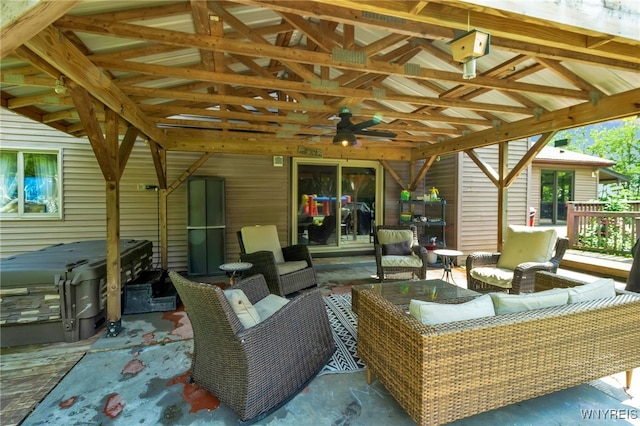 2035 Centerline Rd, Sheldon, NY 14167 - view of patio featuring an outdoor living space and a ceiling fan