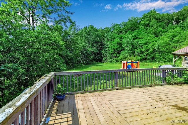 2035 Centerline Rd, Sheldon, NY 14167 - wooden deck with a playground and a lawn