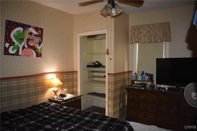 20 E Main St, Cortland, NY 13045 - bedroom featuring wallpapered walls and a ceiling fan