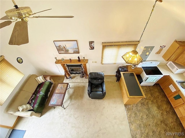 5436 Java Lake Rd, Java, NY 14009 - living room with a ceiling fan and carpet