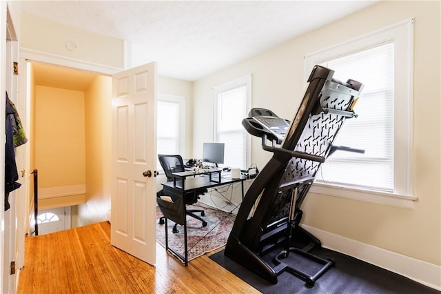 72 Weld St, Rochester, NY 14605 - exercise area featuring wood finished floors and baseboards