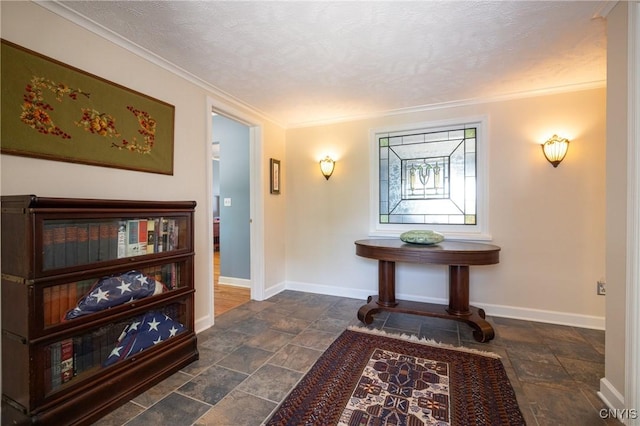 2516 W Lake Rd, Skaneateles, NY 13152 - hallway featuring stone tile floors and crown molding