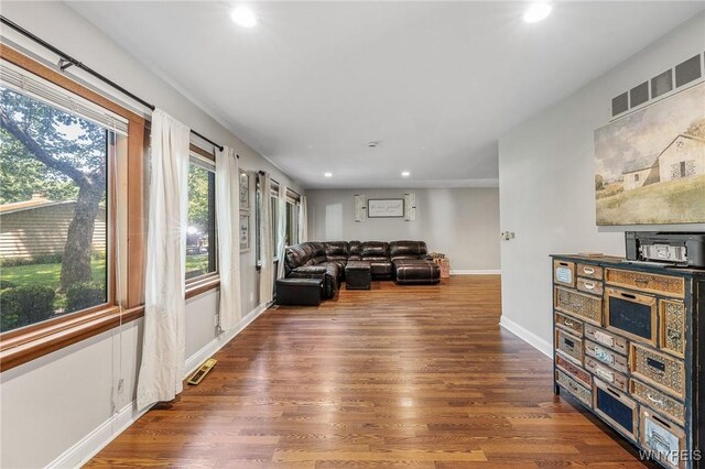 5144 Dana Dr, Lewiston, NY 14092 - living room with recessed lighting and wood finished floors
