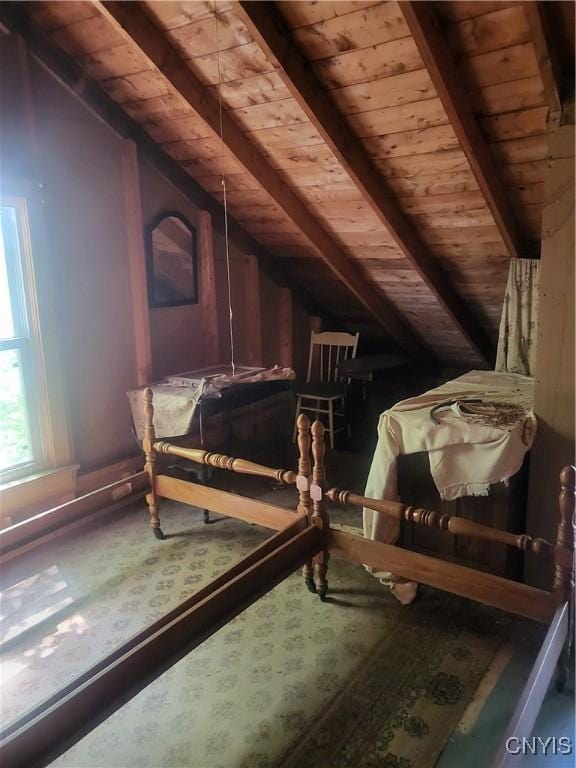 182 Seneca Rd, Webb, NY 13420 - bedroom with wood ceiling
