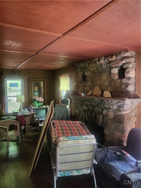 182 Seneca Rd, Webb, NY 13420 - misc room featuring wood ceiling and hardwood / wood-style flooring
