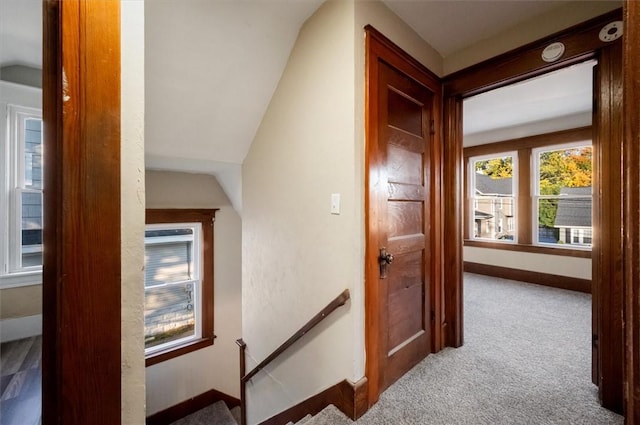 23 Peacock St, Auburn, NY 13021 - hall featuring an upstairs landing and carpet floors