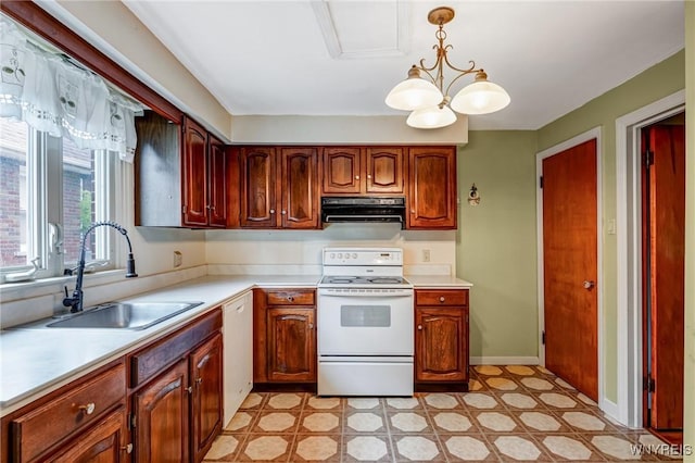 2104 Walnut Ave, Niagara Falls, NY 14301 - kitchen featuring white appliances, extractor fan, light floors, and light countertops