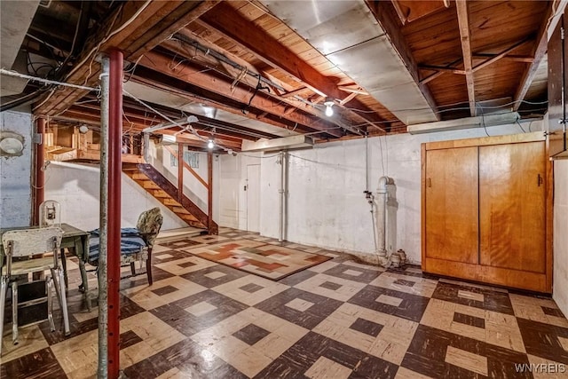2104 Walnut Ave, Niagara Falls, NY 14301 - unfinished basement featuring tile patterned floors and stairs