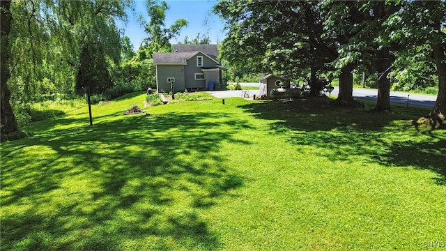 388 Sutton Rd, Schroeppel, NY 13132 - view of green lawn featuring a storage shed