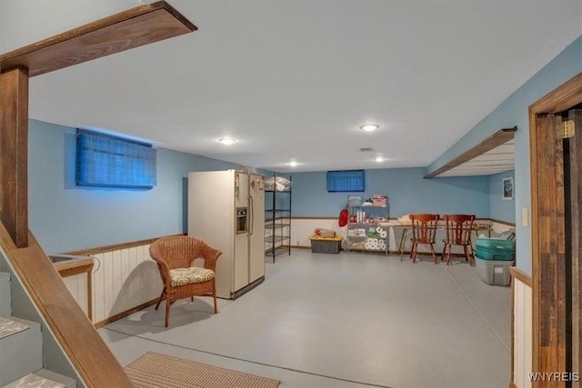 150 Lorfield Dr, Amherst, NY 14226 - finished basement with white fridge with ice dispenser