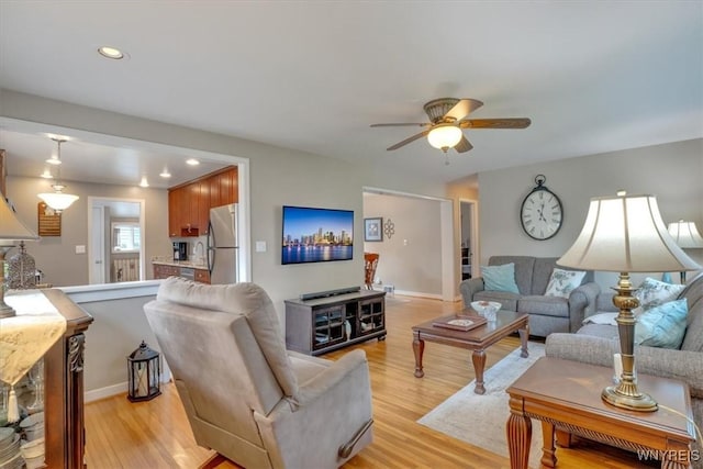 150 Lorfield Dr, Amherst, NY 14226 - living room featuring ceiling fan, recessed lighting, and light wood-style flooring