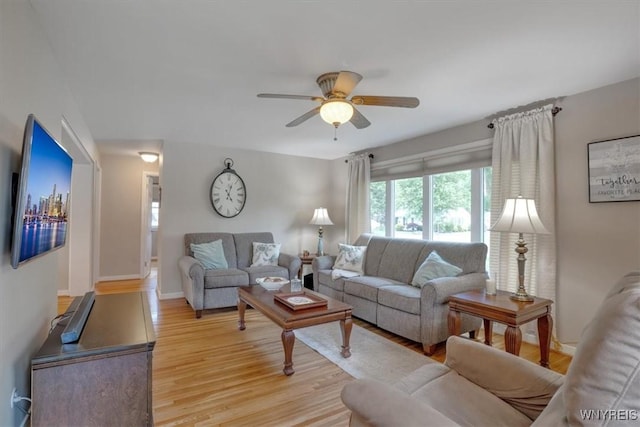 150 Lorfield Dr, Amherst, NY 14226 - living room with a ceiling fan and light wood-style floors