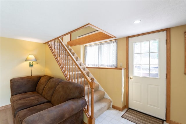 5343 Cedarwood Ln, Conesus, NY 14435 - entrance foyer featuring stairs and recessed lighting