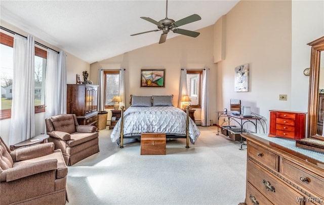 288 W Maplemere Rd, Amherst, NY 14221 - bedroom with vaulted ceiling, light colored carpet, and a ceiling fan