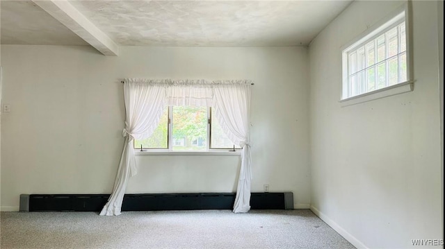 350 S 2nd St, Lewiston, NY 14092 - spare room featuring healthy amount of natural light, carpet flooring, and beamed ceiling