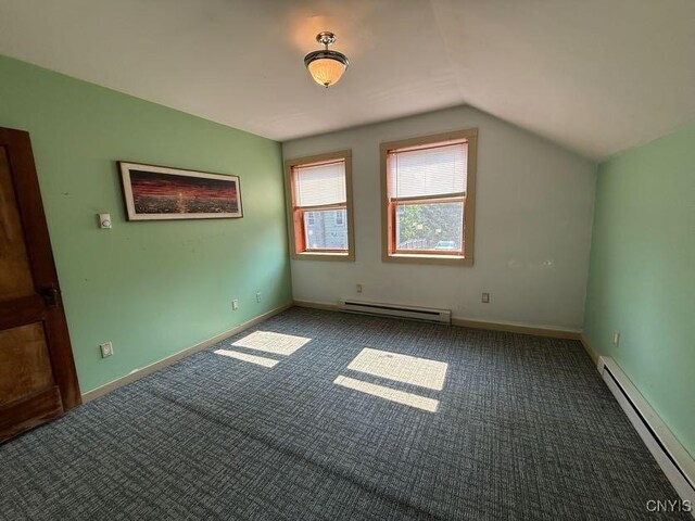 1046 Ammon Rd, Lewis, NY 13489 - bonus room with a baseboard radiator, lofted ceiling, and carpet floors