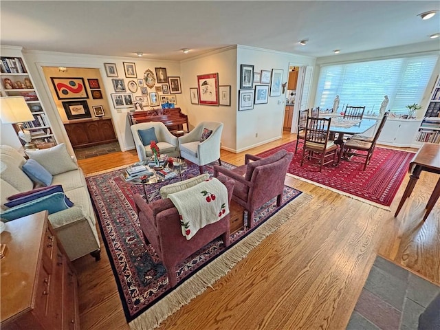 10 Danbury Cir N, Brighton, NY 14618 - living room with wood finished floors and ornamental molding