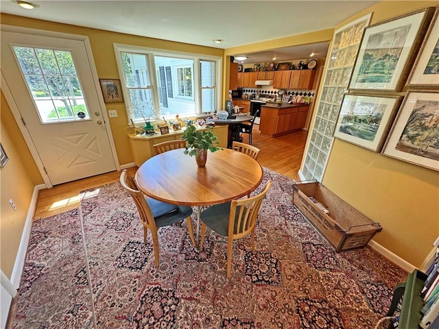 10 Danbury Cir N, Brighton, NY 14618 - dining area featuring light wood-type flooring and baseboards