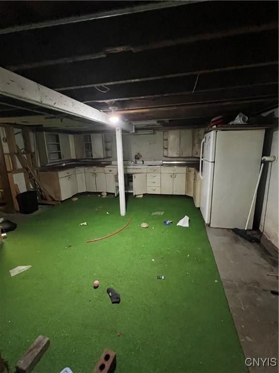 11 Canal St, Mentz, NY 13140 - unfinished below grade area with freestanding refrigerator