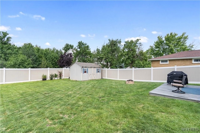 4024 Bond St, Hamburg, NY 14219 - fenced backyard with a storage shed and a deck