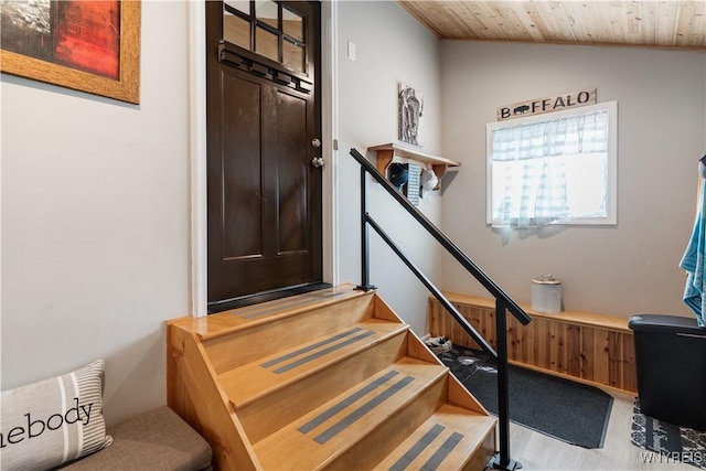 4024 Bond St, Hamburg, NY 14219 - stairway featuring wood ceiling