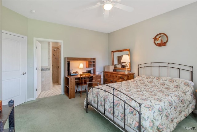 12 Village View Dr, Tully, NY 13159 - carpeted bedroom featuring an office area, ceiling fan, and connected bathroom