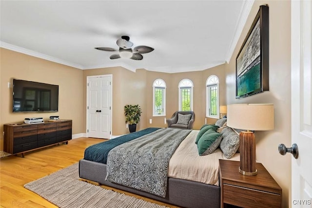 3306 Glen Abbey, Lysander, NY 13135 - bedroom with wood finished floors, ornamental molding, and a ceiling fan