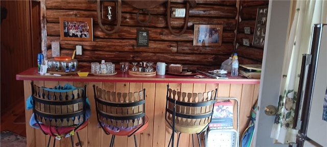 372 Windsong Rd, Harpersfield, NY 13786 - bar area with rustic walls