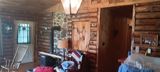 372 Windsong Rd, Harpersfield, NY 13786 - interior space featuring rustic walls