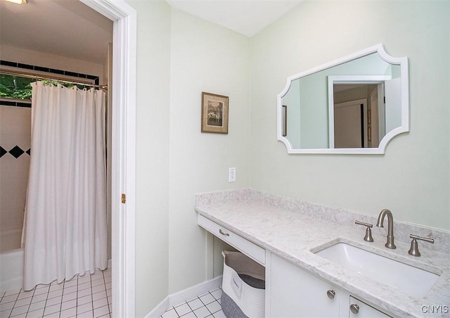 1929 Chard Rd, Cazenovia, NY 13035 - full bathroom featuring vanity, tile patterned floors, and shower / bath combination with curtain