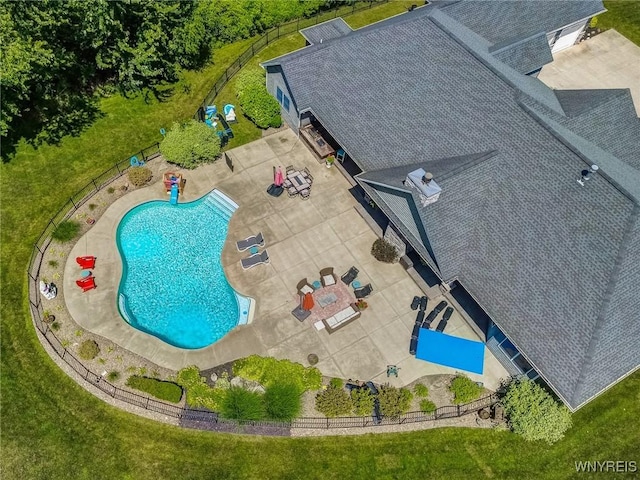 4614 Vrooman Dr, Lewiston, NY 14092 - view from above of property featuring a pool area