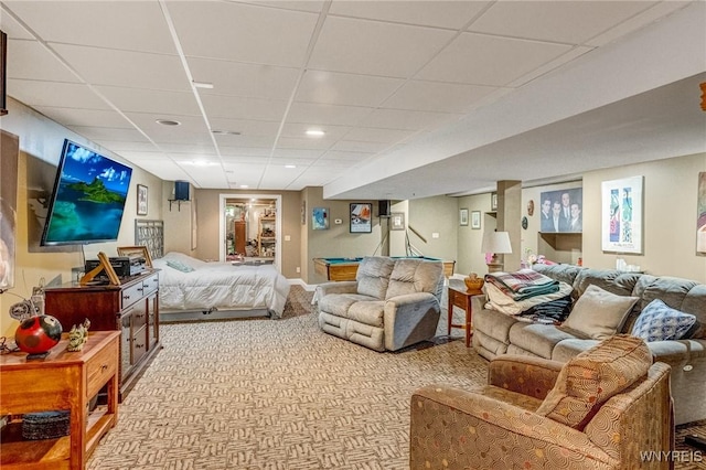 4614 Vrooman Dr, Lewiston, NY 14092 - bedroom with a paneled ceiling, light carpet, and recessed lighting