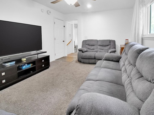 449 Pinnacle Rd, Henrietta, NY 14623 - living room with a ceiling fan and carpet
