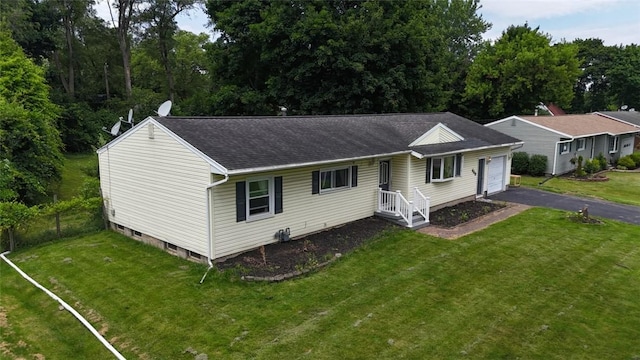 449 Pinnacle Rd, Henrietta, NY 14623 - ranch-style house with an attached garage, driveway, and a shingled roof